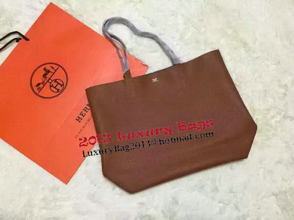 Hermes Shopper Double-Sided Bag Original Leather HS1209 Blue&Wheat