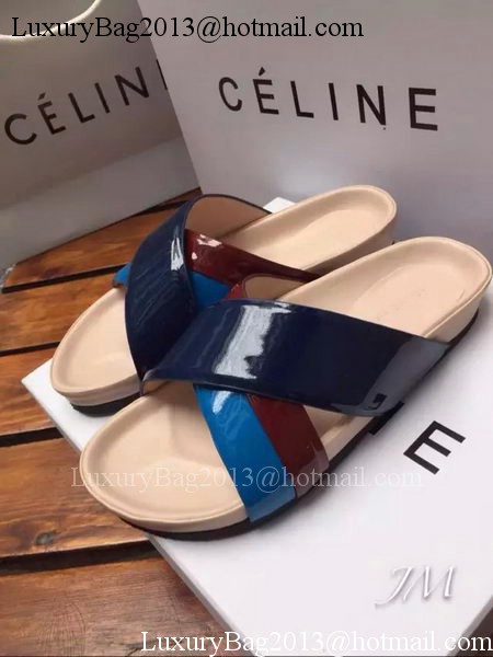 Celine Slipper Patent Leather Cline08 Blue