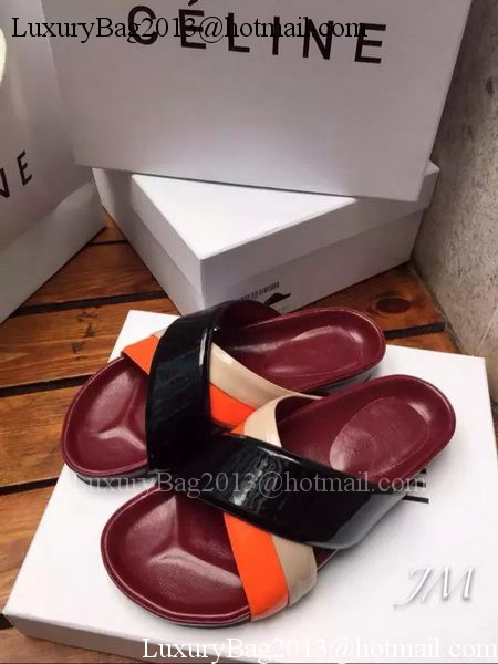 Celine Slipper Patent Leather Cline10 Orange&Black
