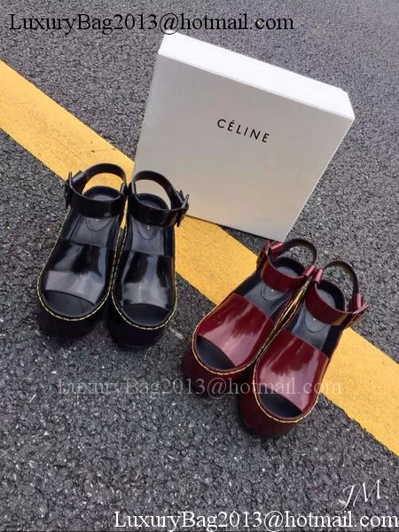 Celine Wedge Sandal Patent Leather Cline12 Black