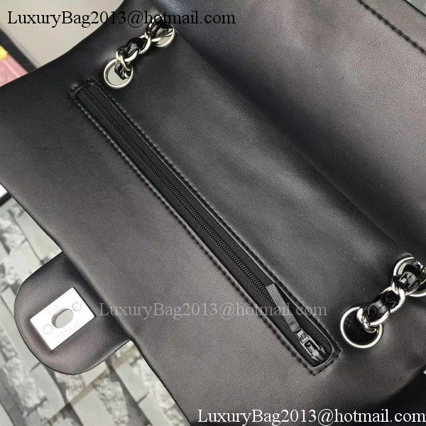 Chanel 2.55 Series Flap Bag Black Patent Chevron Leather A5023 Silver