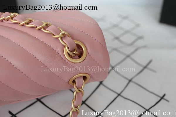 Chanel 2.55 Series Flap Bag Lambskin Chevron Leather A1112CF Pink
