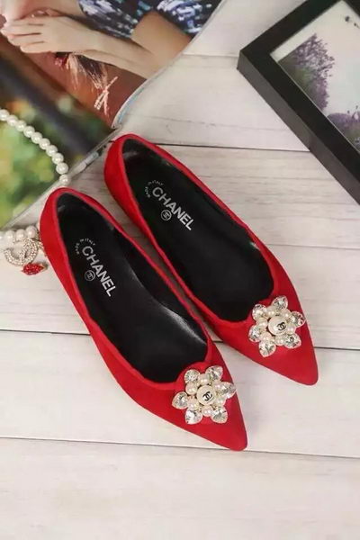 Chanel Ballerina Flat Suede Leather CH1464 Red