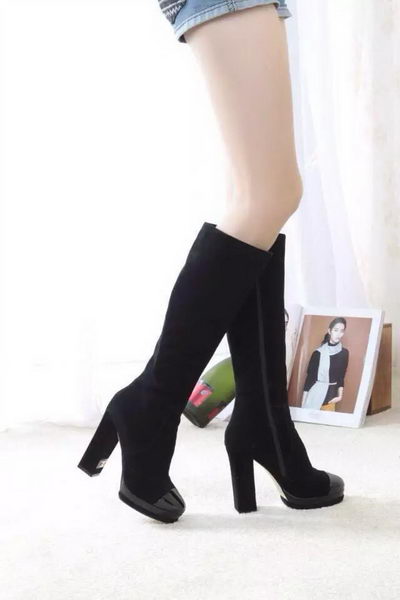 Chanel Leather Knee Boots CH1484 Black