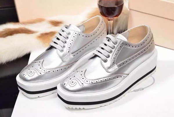 Prada Casual Shoes Leather PD477 Silver