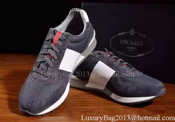 Prada Casual Shoes Suede Leather PD480 Grey