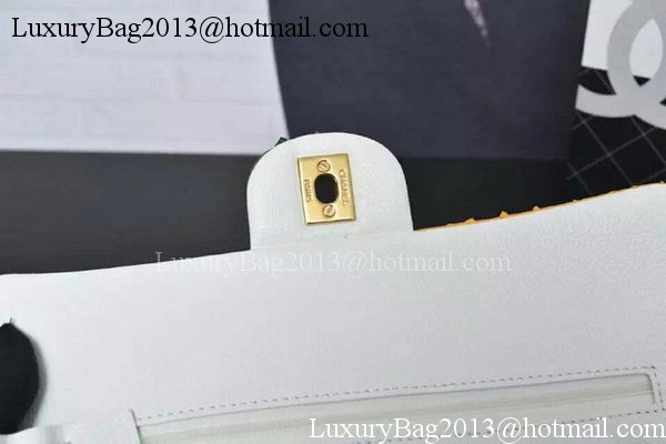 Chanel 2.55 Series Flap Bags Yellow&White&Green Original Python Leather A1112SA Gold