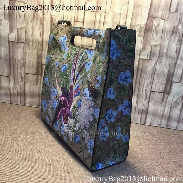Gucci XL GG Floral Print Tote Bag 414476 Green