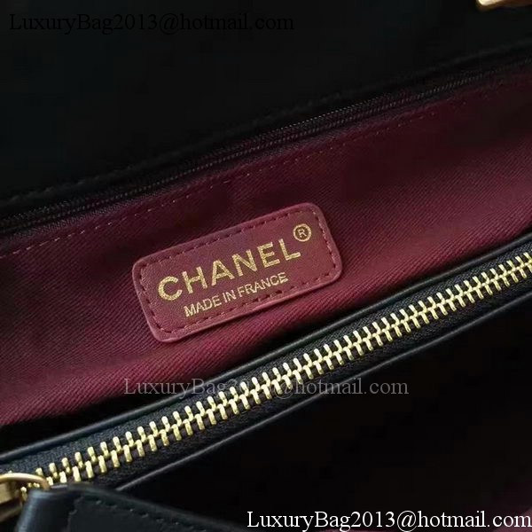 Chanel Tote Shopper Bag Sheepskin Leather A24603 Black