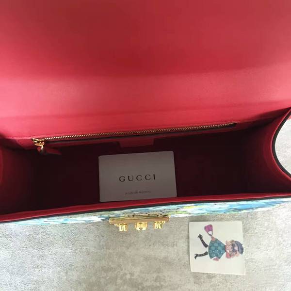 Gucci Padlock Blooms GG Shoulder Bag 409486 Blue
