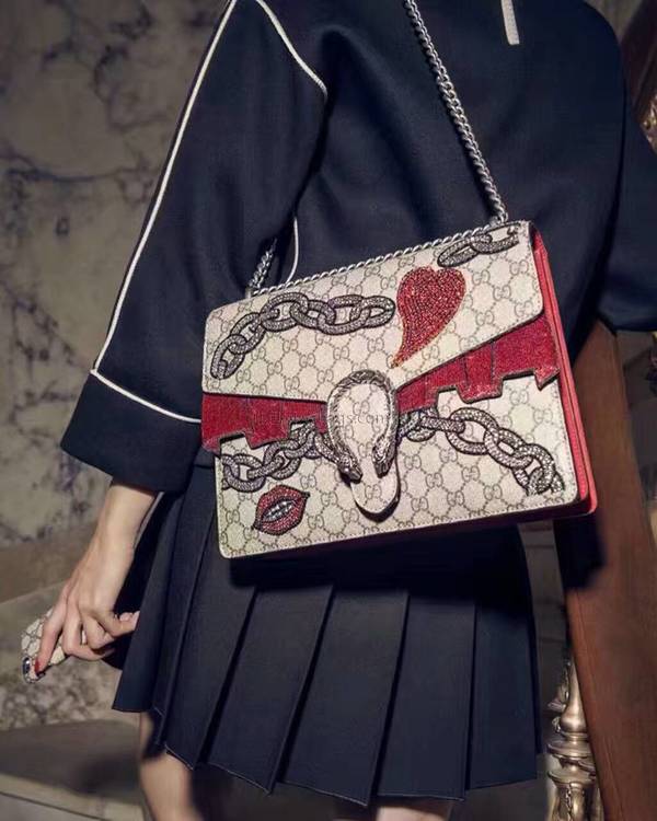 Gucci Dionysus GG Supreme Canvas Shoulder Bag 4003348 Red