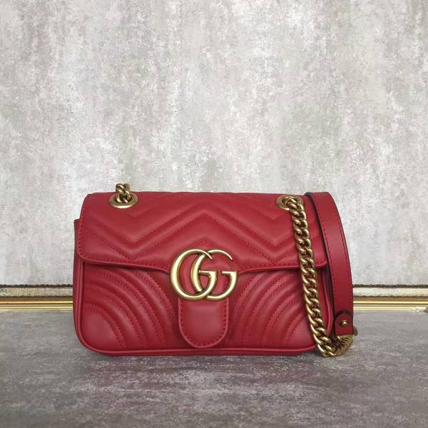 Gucci Now GG Marmont Mini Shoulder Bag 446744 Red