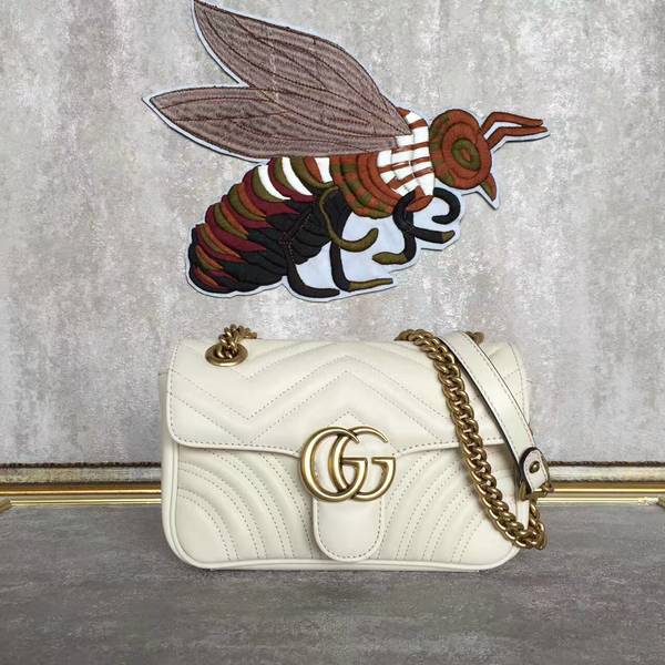 Gucci Now GG Marmont Mini Shoulder Bag 446744 White