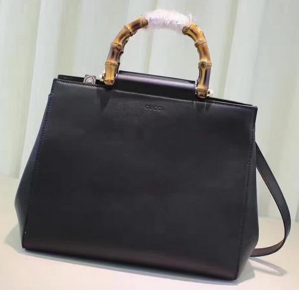 Gucci Nymphaea Leather Top Handle Bag 453766 Black