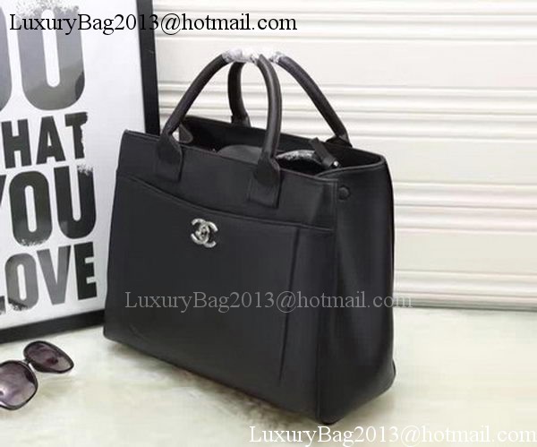 Chanel Tote Bag Calfskin Leather A6573 Black