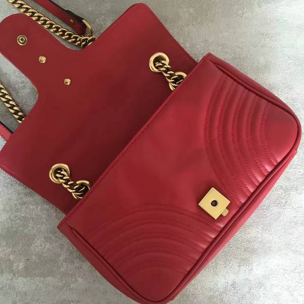 Gucci GG Marmont Sheenskin Shoulder Bag 443497A Red