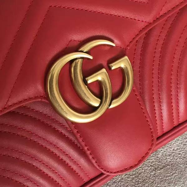 Gucci GG Marmont Sheenskin Shoulder Bag 443497A Red