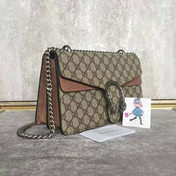 Gucci Medium Dionysus GG Canvas Shoulder Bag 400249 Camel