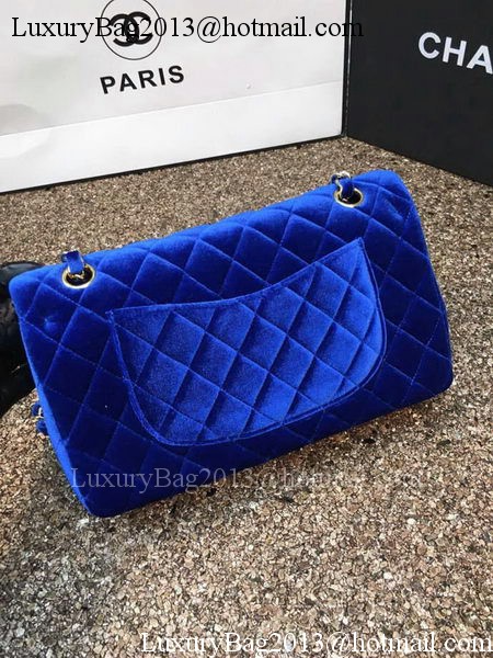 Chanel 2.55 Series Flap Bags Original Blue Velvet Leather A1112 Gold