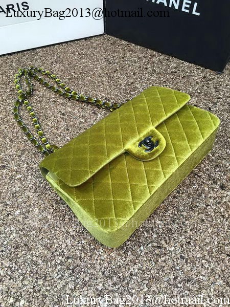 Chanel 2.55 Series Flap Bags Original Green Velvet Leather A1112 Gold