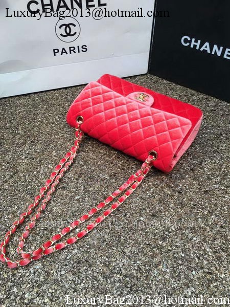 Chanel 2.55 Series Flap Bags Original Orange Velvet Leather A1112 Gold