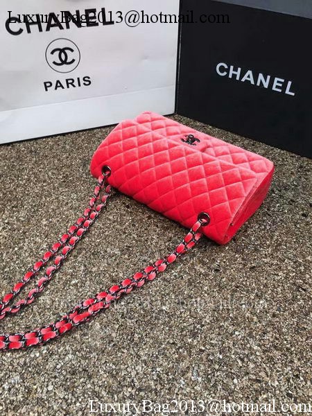 Chanel 2.55 Series Flap Bags Original Orange Velvet Leather A1112 Silver