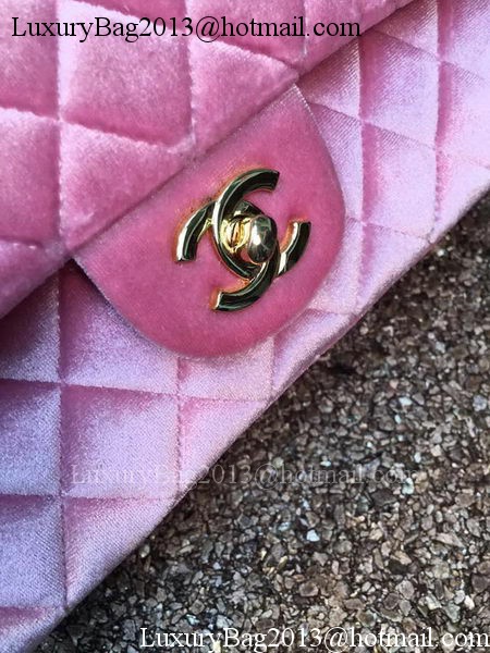 Chanel 2.55 Series Flap Bags Original Pink Velvet Leather A1112 Gold