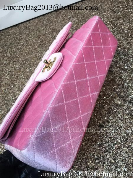 Chanel 2.55 Series Flap Bags Original Pink Velvet Leather A1112 Gold