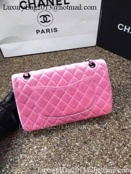 Chanel 2.55 Series Flap Bags Original Pink Velvet Leather A1112 Silver