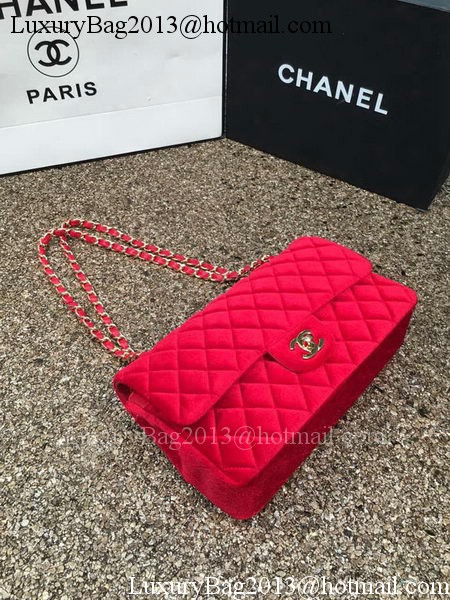 Chanel 2.55 Series Flap Bags Original Red Velvet Leather A1112 Gold