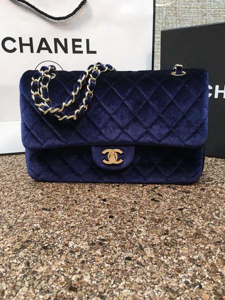 Chanel 2.55 Series Flap Bags Original Royal Velvet Leather A1112 Gold