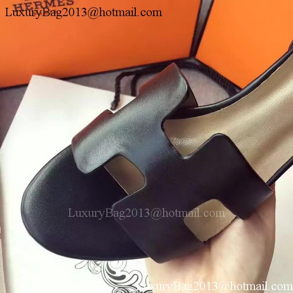 Hermes Leather 70mm Sandal H0741 Black