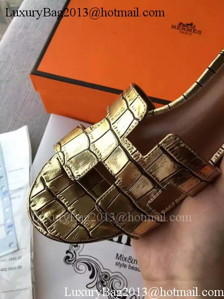 Hermes Leather Slipper HO742 Gold