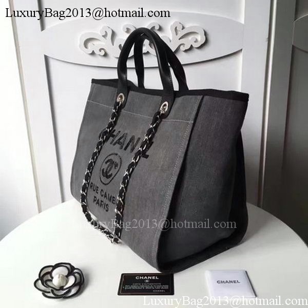 Chanel Large Canvas Tote Shopping Bag A1679 Grey