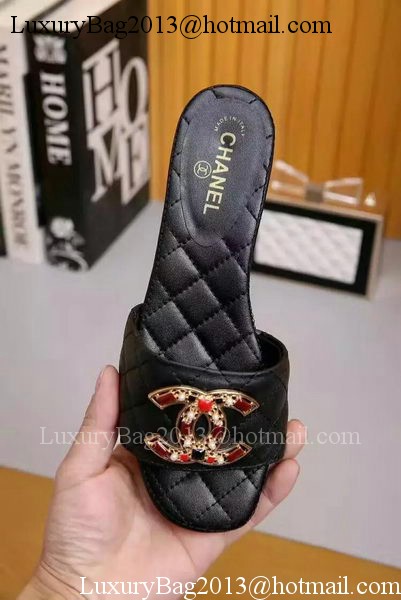 Chanel Slipper Leather CH2092 Black