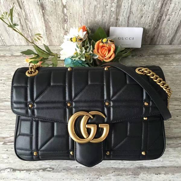 Gucci Now Marmont Mmatelasse Shoulder Bag 443496 Black