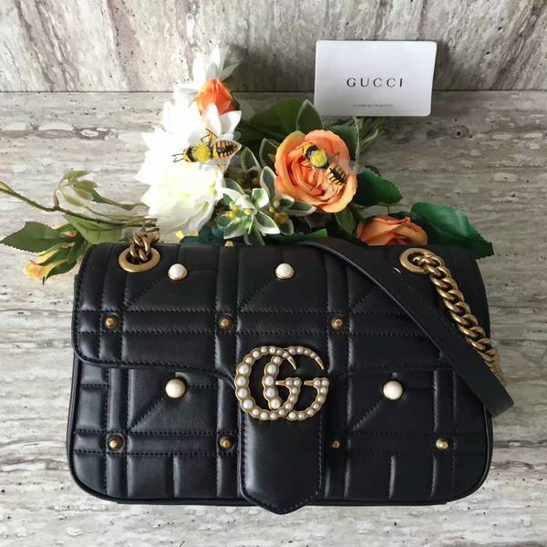 Gucci Now Marmont Mmatelasse Shoulder Bag 443497 Black