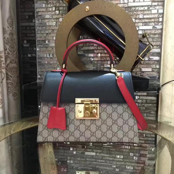 Gucci Padlock Gucci Signature Top Handle Bag 453188 Black&Red