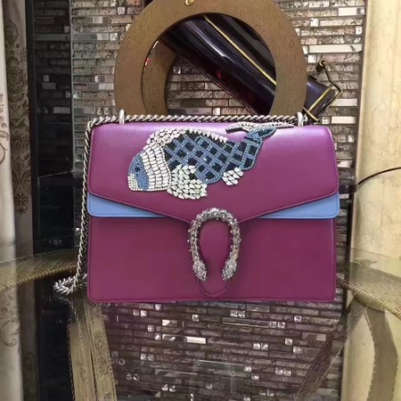 Gucci Dionysus Embroidered Leather Shoulder Bag 400348 Fish