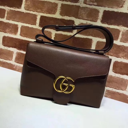 Gucci GG Marmont Leather Shoulder Bag 401173 Brown