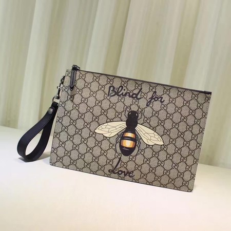 Gucci Angry Cat Print GG Supreme Pouch 473904 Bee