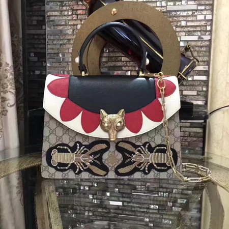 Gucci Broche GG Supreme top handle bag 466432 Fox