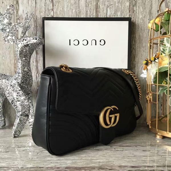 Gucci GG Marmont Velvet Shoulder Bag 443496A Black