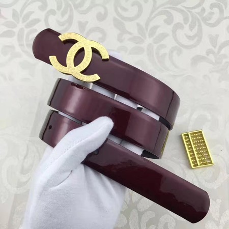 Chanel 30mm Patent Leather Belt CH5231 Wine