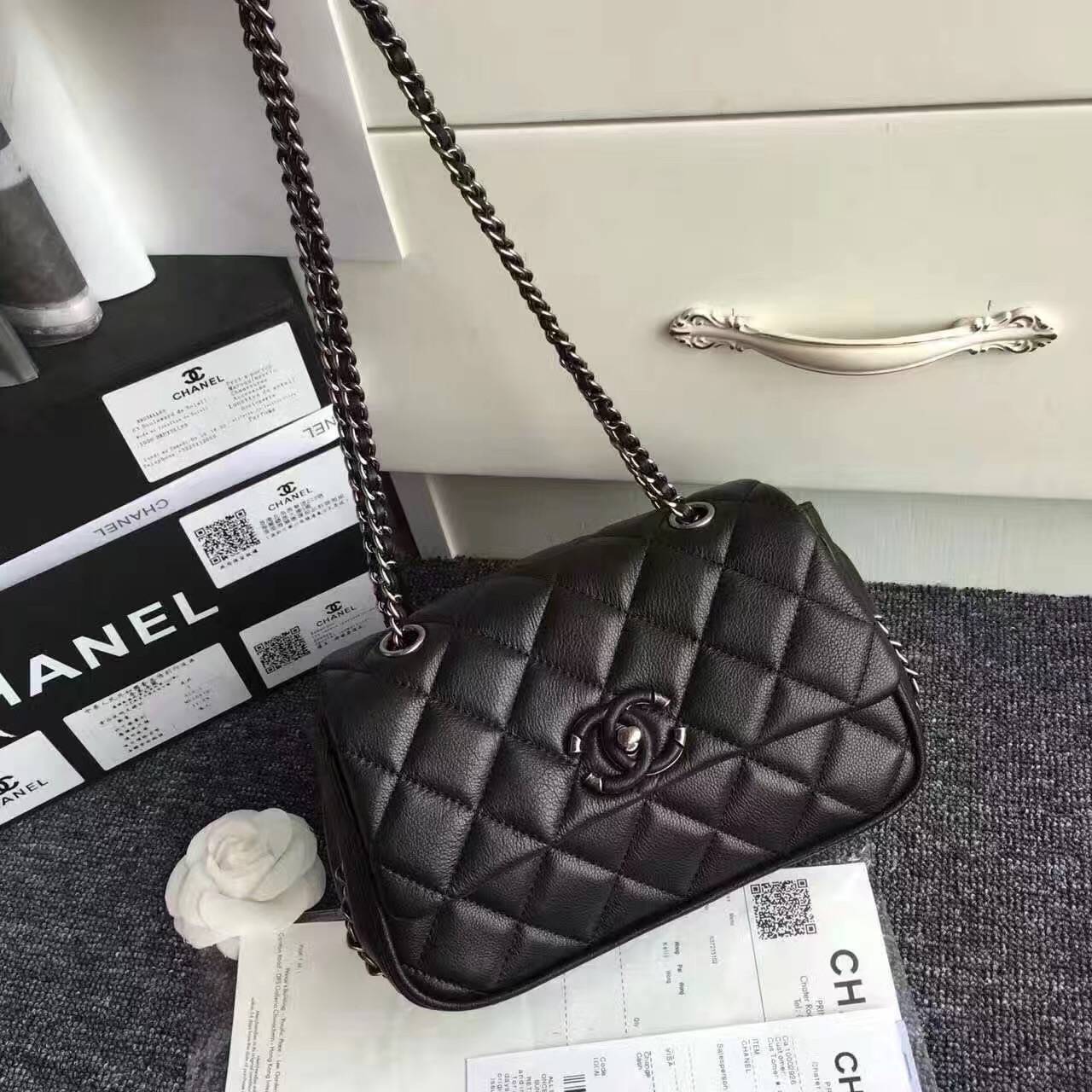 Chanel Classic Top Flap Bag Original Leather A90816 Black