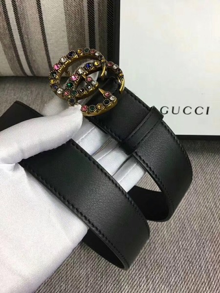 Gucci 34mm Leather Belt GG57001 Black