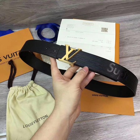 Louis Vuitton SPREME 40mm Black Epi Leather Belt M5897 Gold