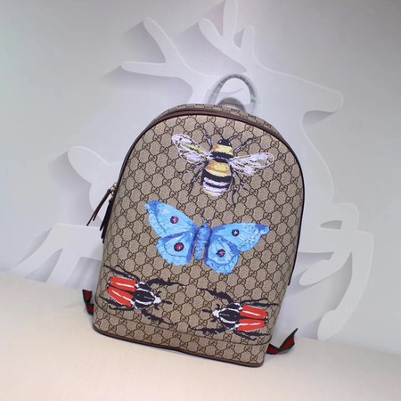 Gucci Butterfly print GG Supreme Backpack 419584 Brown