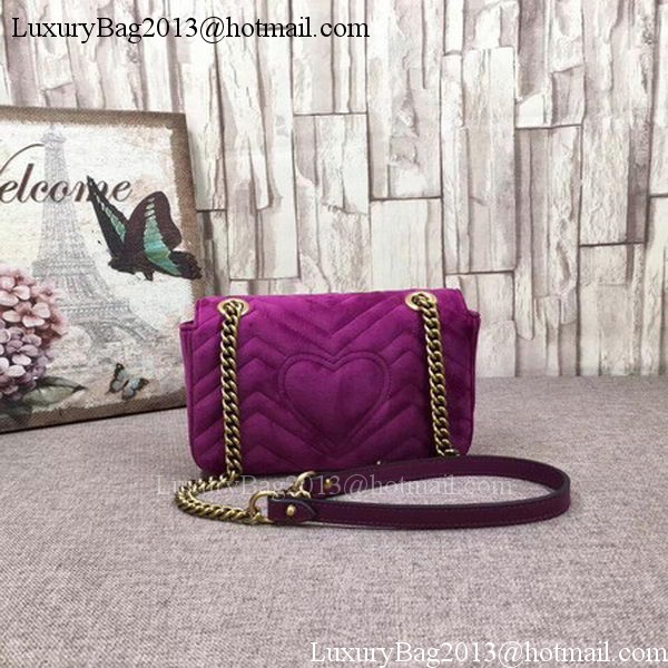 Gucci GG Marmont Embroidered Velvet mini Bag 446744T Purple