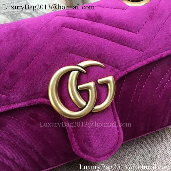 Gucci GG Marmont Embroidered Velvet mini Bag 446744T Purple